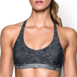 Under Armour Black & Gray Abstract Low-Impact HeatGear Sports Bra Size Small